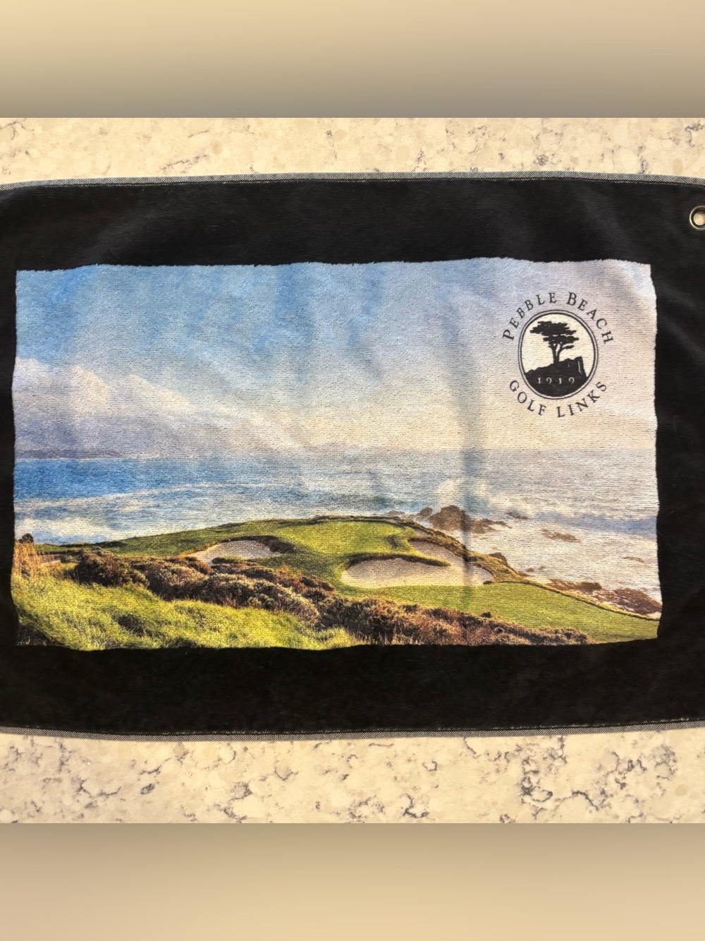Pebble Beach Golf Links Towel 7th Hole Scene Photo